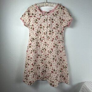 Christy Allen Women Floral Pale Pink Ruffle Trim Shift Dress Short Sleeve Size 1